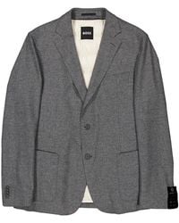 BOSS - Single Breasted Flannel Blazer, Brand Size 54 (Us - Lyst