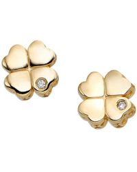 Tresorra - 14K Diamond Clover Stud Earrings - Lyst