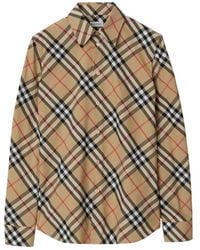 Burberry - Check Cotton Poplin Slim-Fit Shirt, Brand Size 6 Us - Lyst