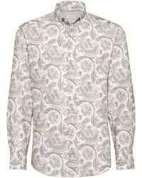Brunello Cucinelli - Paisley Button-Up Shirt, Size Medium - Lyst