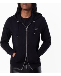 Balmain - Flock Logo Zip Up Hoodie - Lyst