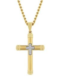 Robert Alton - Diamond Accent Stainless Steel Finish Cross Pendant - Lyst