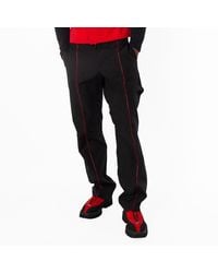 Ferragamo - Contrast Piping Straight-Leg Trousers, Brand Size 48 Us - Lyst