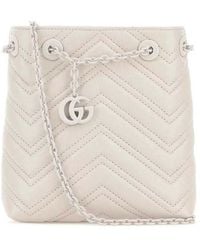 Gucci - Ivory Leather Micro Gg Marmont Bucket Bag - Lyst