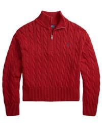 Polo Ralph Lauren - Cable Knit Quarter-Zip Sweater - Lyst