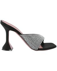 AMINA MUADDI - Shiona Crystal-Embellished Satin Mules, Brand Size 36 (Us - Lyst