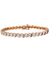 Haus of Brilliance - 14k Re Gold Plated .925 Sterling Silver 1/10 Cttw Round Miracle Plate ''s'' Link Tennis Bracelet -7'' - Lyst