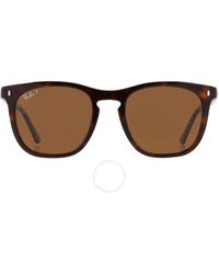 Ray-Ban - Polarized Brown Square Sunglasses Rb2210 902/57 53 - Lyst