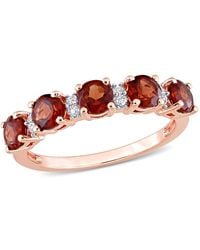 Amour - 1 3/5 Ct Tgw Garnet And Topaz Semi Eternity Ring - Lyst