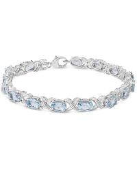 Haus of Brilliance - 925 Sterling 16.0 Cttw Oval Topaz And Diamond Accent Tennis X Link Bracelet - Lyst