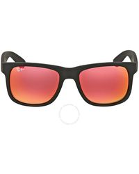 Ray-Ban - Justin Color Mix Red Mirror Square Sunglasses Rb4165 622/6q 51 - Lyst