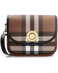 Burberry - Elizabeth Small E-canvas & Leather Shoulder Bag - Lyst