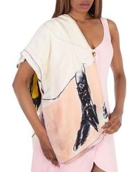 Burberry - Peach Cashmere Swan Print Scarf - Lyst