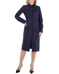Burberry - Long Sleeved Checked Wool Shirt Dress, Brand Size 6 (Us - Lyst