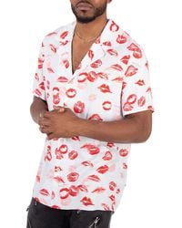 Balmain - Twill Pyjama Shirt With Kiss Print - Lyst