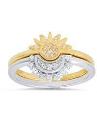 Kylie Harper - Sterling Two-Tone Sun/Moon 2Pc Stackable Ring Set - Lyst