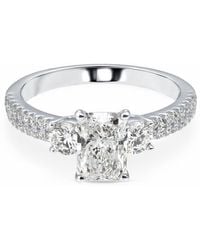 Brilliant Diamond - 1 3/4 Carat Radiant With Round Lab Grown 3 Stone Diamond Engagement Ring - Lyst