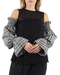 Burberry - Gingham Check Technical Puff Sleeves - Lyst