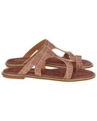Ferragamo - Marilu Croc-Embossed Leather Sandals - Lyst