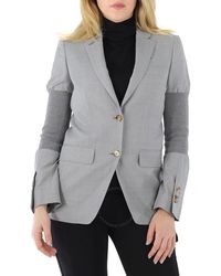 Burberry - Ribbed-panel Single-breasted Wool Blazer Jacket - Lyst