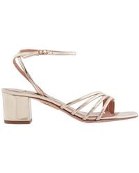 Aquazzura - Latour 50 Metallic Leather Sandals - Lyst