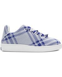 Burberry - Box Checked Leather Sneakers, Brand Size 39 Us - Lyst