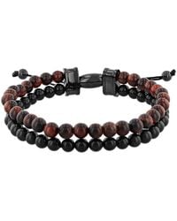 Robert Alton - Stainless Steel Tiger Eye & Onyx Bead Bolo Bracelet - Lyst