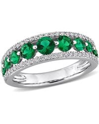 Created Forever - 1Ct Tgw Created Emerald And 1/3Ct Tw Lab-Grown Diamond Graduated Ring - Lyst