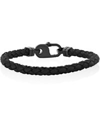Robert Alton - Stainless Steel & Finish Leather Braid Bracelet W/Fancy Clasp Bracelet - Lyst