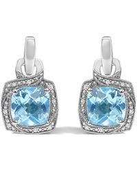 Haus of Brilliance - Sterling Cushion Cut Topaz And Diamond Accent Geometric Dangle Earrings - Lyst