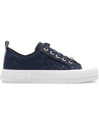 Michael Kors - Navy Logo Embossed Evy Empire Sneakers - Lyst