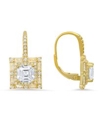 Kylie Harper - 14K Over Asscher-Cut Cubic Zirconia Cz Halo Leverback Earrings - Lyst