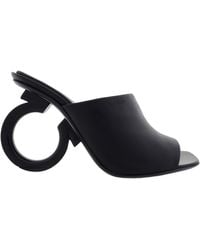 Ferragamo - Astro Nappa Heeled Mules - Lyst