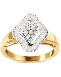 Haus of Brilliance - 10K 1/2 Cttw Round And Baguette-Cut Diamond Rhombus Head And Halo Ring (I-J Color, I1-I2 Clarity) - Lyst