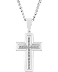 Robert Alton - 1/10Ctw Diamond Stainless Steel Cross Pendant - Lyst