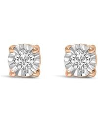 Haus of Brilliance - 10K Rose Plated .925 Sterling 1/10 Cttw Round-Cut Lab Grown Diamond Stud Earrings - Lyst