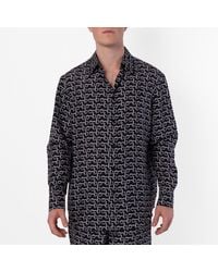 Burberry - All-Over Graphic Print B-Line Silk Shirt - Lyst