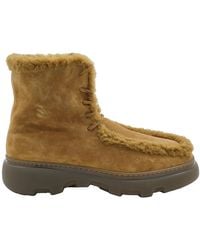 Burberry - Shearling-Trim Suede Creeper Boots, Brand Size 42.5 (Us - Lyst
