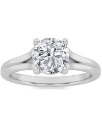 Mure And Co - 1Ctw Round Shaped Lab Grown Diamond (F/Vs) Split Shank Solitaire Engagement Ring - Lyst