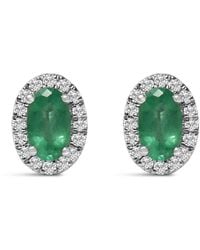 Haus of Brilliance - 10K 5X3 Mm Oval Emerald And Diamond Halo Stud Earrings (I-J Color, I1-I2 Clarity) - Lyst