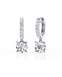 Brilliant Diamond - 2 Carat Lab Grown Diamond Dangle Drop Huggie Hoop Earrings - Lyst