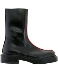 Ferragamo - Contasting Insert Leather Ankle Boots - Lyst