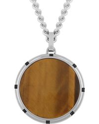 Robert Alton - Stainless Steel Tiger Eye Cross Design On Side Rd Pendant - Lyst