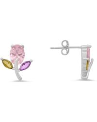 Kylie Harper - Sterling Multi-Color Cz Flower Stud Earrings - Lyst