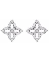Roberto Coin - 18k White Gold Princess Flower Diamond Stud Earrings Designer Sku - Lyst