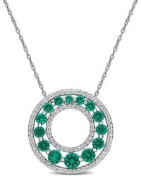 Created Forever - 1 4/5Ct Tgw Created Sapphire And 1/3Ct Tw Lab Grown Diamond Circle Pendant With Chain - Lyst