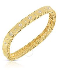 Roberto Coin - Princess 18k Yellow Gold Satin Finish Bangle With Fleur De Lis Diamonds - Lyst