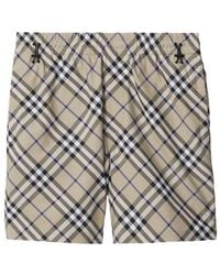 Burberry - Ekd Embroidered Check Shorts - Lyst