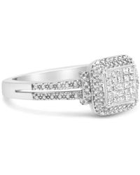 Haus of Brilliance - .925 Sterling Silver 1/4 Cttw Princess-cut Diamond Composite Ring With Beaded Halo - Lyst