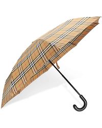 Burberry Vintage Check Folding Umbrella- Antique Yellow/black